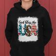 Bleached 4Th July God Bless The Usa Patriotic American Flag Gift Women Hoodie