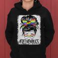 Bleached Free Mom Hugs Messy Bun Lgbt Pride Rainbow Gift Women Hoodie