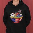 Cats Ramen Anime American Flag Funny 4Th Of July Cat Lovers Women Hoodie