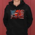 Cool Trucker Semi Truck Torn Distressed American Flag Women Hoodie