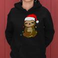 Cute Christmas Sloth Xmas Sloth With Santa Hat Women Hoodie Graphic Print Hooded Sweatshirt