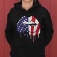 Cute Dripping Lips 4Th Of July Usa Flag Graphic Plus Size Women Hoodie