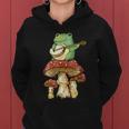 Frog Playing Banjo On Mushroom Cute Cottagecore Aesthetic Women Hoodie