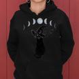 Halloween Black Cat With Witch Hat And Phases Of The Moon Women Hoodie