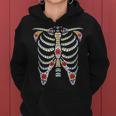 Halloween Day Of Dead Skeleton Flowers Decorated Women Hoodie Graphic Print Hooded Sweatshirt