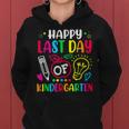Happy Last Day Of Kindergarten School Funny Teacher Students Women Hoodie Graphic Print Hooded Sweatshirt
