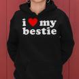 I Love My Bestie Best Friend Bff Cute Matching Friends Heart Women Hoodie Graphic Print Hooded Sweatshirt