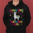Llama Birthday Party Llamazing Gift Girl Rainbow Hearts Gift Women Hoodie