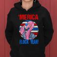 Merica Flock Yeah 4Th July Funny Patriotic Flamingo Women Hoodie