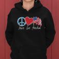 Patriotic Retro Peace Love Freedom Usa Flag 4Th Of July Women Hoodie