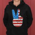 Peace Hand Sign With Usa American Flag For 4Th Of July Funny Gift Women Hoodie