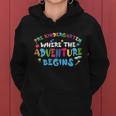 Prek Where The Adventure Begins Back To School First Day Of School Women Hoodie