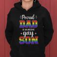 Proud Dad Of Awesome Gay Son Rainbow Pride Month Family Meaningful Gift Women Hoodie