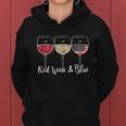 Red Wine & Blue 4Th Of July Wine Red White Blue Wine Glasses V3 Women Hoodie