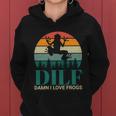 Retro Dilf Damn I Love Frogs Women Hoodie