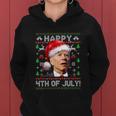 Santa Joe Biden Happy 4Th Of July Ugly Christmas Sweater Women Hoodie