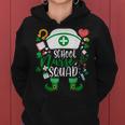 School Nurse Squad Irish Shamrock Nurse St Patricks Day  Women Hoodie Graphic Print Hooded Sweatshirt