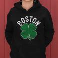 Shamrock Massachusetts Boston St Patricks Day Irish Green Graphic Design Printed Casual Daily Basic Women Hoodie