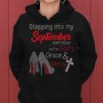 Womens Stepping Into My September Birthday With Gods Grace & V2 Women Hoodie Graphic Print Hooded Sweatshirt
