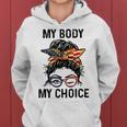 My Body My Choice Pro Choice Messy Bun Us Flag 4Th Of July Women Hoodie