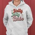 Retro Christmas Holly Jolly Babe Smiley Face Vintage Christmas Women Hoodie Graphic Print Hooded Sweatshirt