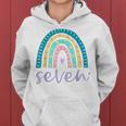 Seven Year Old Rainbow 7Th Birthday Gifts For Girls 7 Bday V3 Women Hoodie Graphic Print Hooded Sweatshirt