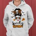 Spooky Mama Messy Bun For Halloween Messy Bun Mom Monster Women Hoodie