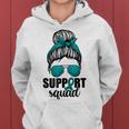 Support Squad For Women Ovarian Cancer Messy Bun Women Hoodie Graphic Print Hooded Sweatshirt