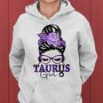 Taurus Girl Birthday Messy Bun Hair Purple Floral Women Hoodie