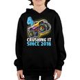 4 Crushing It Since 2018 Monster Truck 4Th Birthday Boys Youth Hoodie