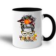 Funny One Thankful Mama Messy Bun Fall Autumn Thanksgiving Accent Mug