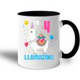 Kids 4Th Birthday I Am 4 Years Old And Llamazing Llama Girl Ns Accent Mug