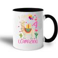 Kids 4Th Birthday I Am 4 Years Old And Llamazing Llama Girl Ns V2 Accent Mug