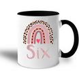 Kids 6 Year Old Leopard Rainbow Birthday Party Cute Girl 6Th Gift Accent Mug