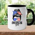 American Girl Messy Hair Bun Usa Flag Patriotic 4Th Of July Accent Mug