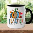 Pumpkin Leopard Teacher Thankful Grateful Blessed V3 Accent Mug