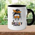 Spooky Mama Skull Halloween Womens Messy Bun Witch Accent Mug