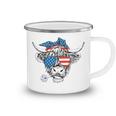 Funny Highland Cow Us Flag Glasses Patriotic July 4Th Camping Mug