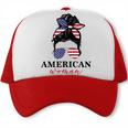 All American Girl Messy Bun Flag 4Th Of July Sunglasses  Trucker Cap