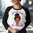 Kids Little Miss 1St Grader Black Girl Back To School 1St Grade  Youth Raglan Shirt