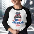 Cute All American Girl Usa Flag Youth Raglan Shirt