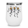 Funny Halloween Pumpkin Dancing Skeleton Costume Women Men Wine Tumbler