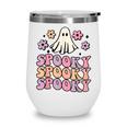 Halloween Retro Groovy Spooky Ghost Boo Funny Women Kids V2 Wine Tumbler