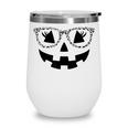 Jack O Lantern Face Pumpkin Halloween Leopard Print Glasses Wine Tumbler