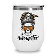 Messy Bun Monster Pun Momster Halloween Costume Skull Mom Wine Tumbler