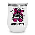 Momster For Women Halloween Mom Messy Bun Leopard Wine Tumbler