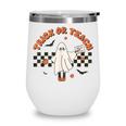 Retro Vintage Groovy Trick Or Teach Halloween Teacher Life V2 Wine Tumbler