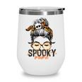 Spooky Mama Halloween Costume Skull Mom Leopard Messy Bun Wine Tumbler