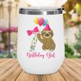 Kids 7 Year Old Cool Cute Sloth Balloons 7Th Birthday Girls Party Wine Tumbler