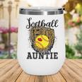 Softball Auntie Leopard Game Day Aunt Mother Softball Lover Wine Tumbler